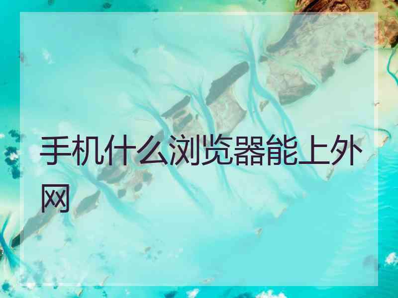 手机什么浏览器能上外网