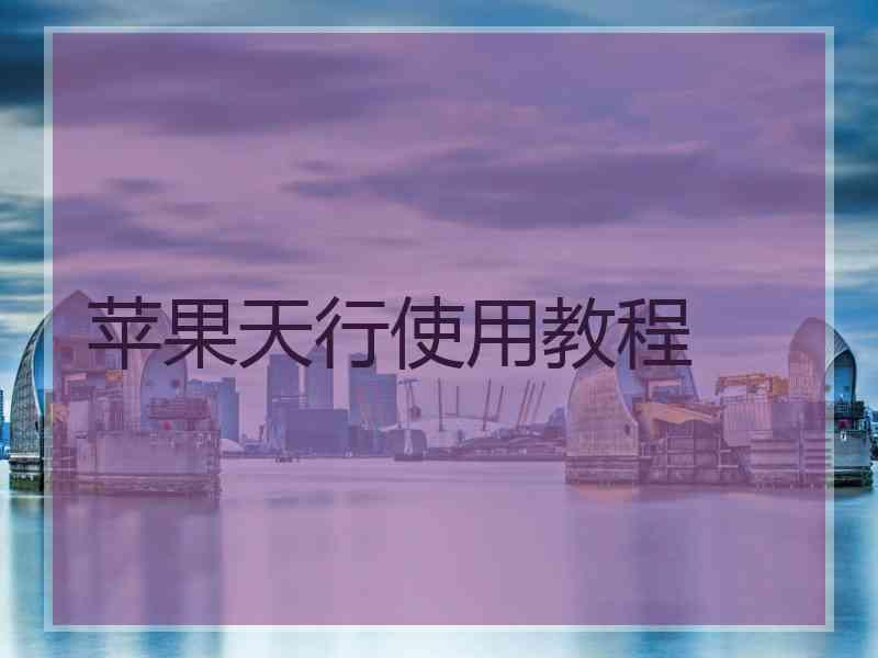 苹果天行使用教程