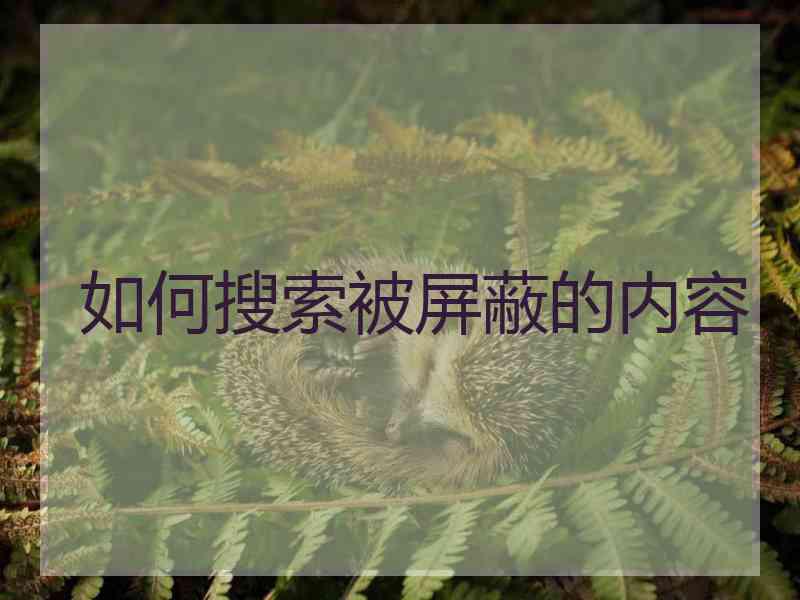 如何搜索被屏蔽的内容