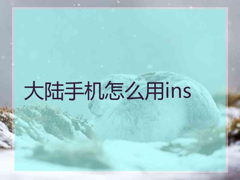 大陆手机怎么用ins