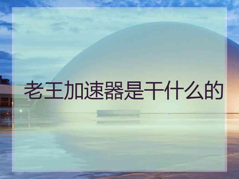 老王加速器是干什么的